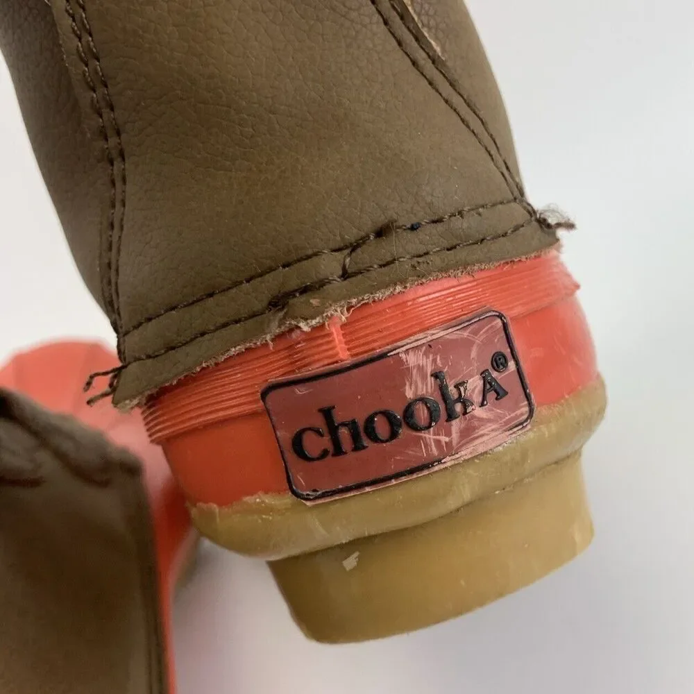BOGO Chooka Low Duck Boot Tulip Brown Leather Lace Up Ankle Orange Waterproof 7‎